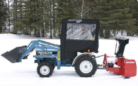 Garden tractor cab on a Ford tractor