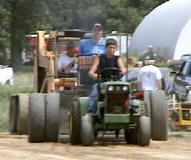 Garden tractor pull - Isaac on his John Deere 112 powered with a 10 HP diesel engine